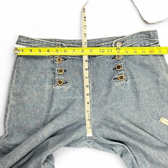 Versailles Sailor Button Denim Culotte Shorts High Waist Nautical Wide Leg 12 - Picture 5 of 8